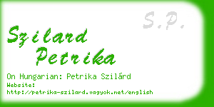 szilard petrika business card